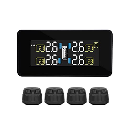 Aublinto Auto Reifendrucküberwachungssystem,Reifendruck Kontrollsystem Wireless Reifendruckmonitor mit Bildschirmanzeige Universell TPMS Solar Reifendruckkontrollsys für Auto, LKW, Wohnmobil