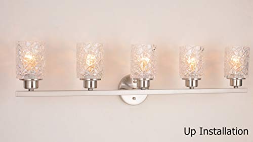 Image of ALICE HOUSE 37 inch Vanity Lights, 5 Light Wall Sconce Lighting, Brushed Nickel Bathroom Lights Over Mirror, Bathroom Lighting, ETL Listed, AL9082-W5