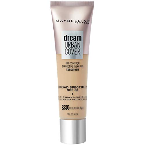 Maybelline New York Dream Urban Cover Flawless Coverage Foundation Makeup, SPF 50, 220 Natural Beige