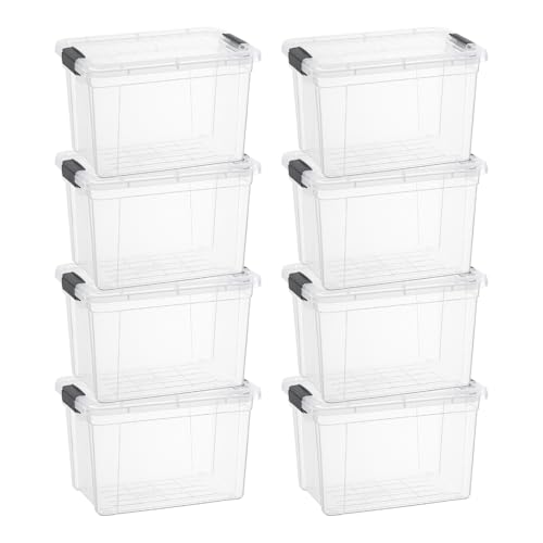 Image of Superio 2.5 Quart Clear Plastic Storage Boxes with Lids, Stackable Organizer Containers, BPA-Free Storage Bins for Home, Office, School & Dorm, 8 Pack