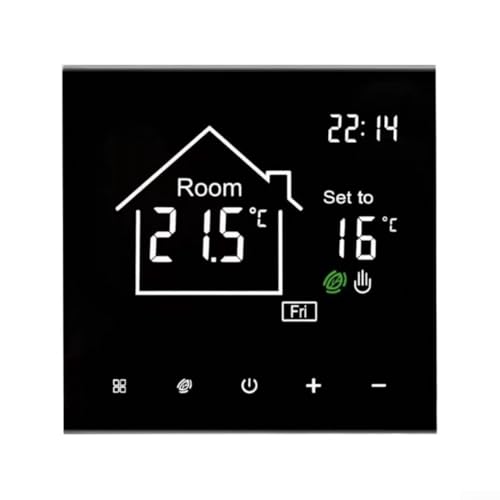 Image of Qualoramall Smart WiFi Thermostat for Tuya App LCD Touch Screen Temperature Controller AC 110-230V for Water Electric Gas Boiler Floor Heating Ultra-slim 14mm White(16A)