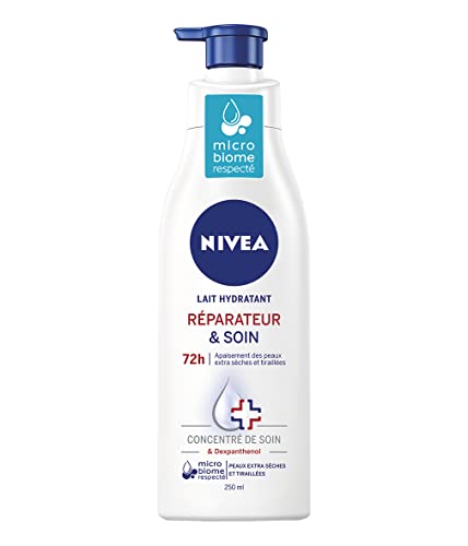 Nivea - Leche hidratante reparadora y cuidado 72h para pieles extra secas y tirantes (2 x 250 ml), leche corporal concentrada de cuidado Nivea y Dexpanthenol, cuidado corporal hidratación 72H