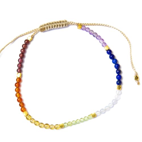 7 Chakra Crystals Bracelet Natural Stone Beaded Bracelet Adjustable Braided