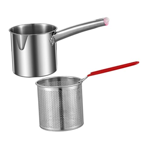 GARIOUANS ステンレス製多機能揚げ鍋 深型フライヤーポット 揚げ物バスケット付き 高耐熱 軽量片手鍋 キッチン調理器具 家用業務用対応