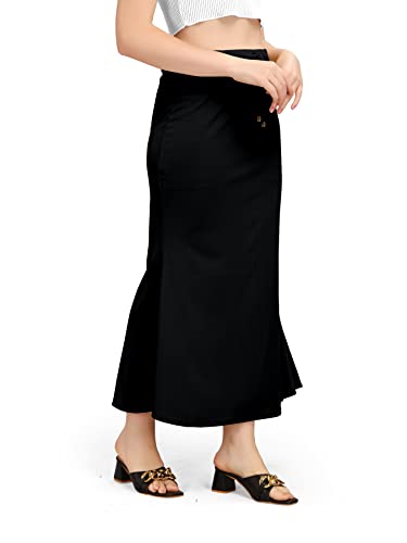 Image of Mogsa Women's Lycra Fishcut Saree Shapewear Petticoat - Tummy Control Slim Fit Stretchable Shaper Skirt with Drawstring & Side Slit for Sarees