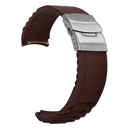 TIME4BEST Strap Silicone Rubber Bands 20mm 22mm Watch Band Watch Strap Curved Ends Watch Clasp Sport Watch 6 Colors (20mm, Brown) TIME4BEST Strap Silicone Rubber Bands 20mm 22mm Watch Band Watch Strap Curved Ends Watch Clasp Sport Watch 6 Colors (20mm, Brown)