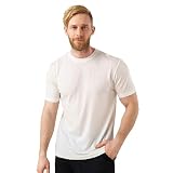 Merino.tech Merino Wool T-Shirt Mens - 100% Merino Wool Undershirt Lightweight Base Layer (Large, Creamy)