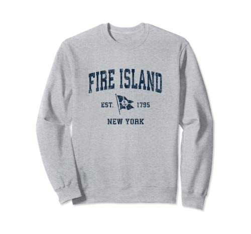 Fire Island NY Vintage Sports Navy - Bandera de ancla para barco Sudadera