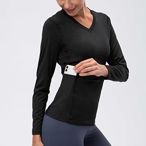 Pacote com 3 camadas de compressão atlética de compressão feminina, manga comprida, pacote com 3, De