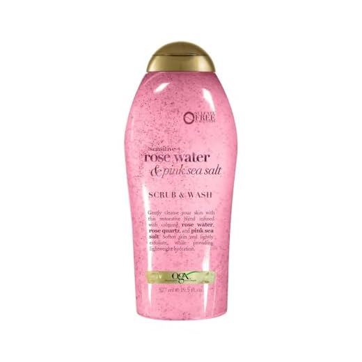 OGX Pink Sea Salt & Rosewater Gentle Soothing Body Scrub, Light Exfoliating Body Wash, Sulfate-Free, 19.5 Ounce, 1.0 Count