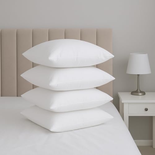 linensland® - 4 Pack Egyptian Cotton Pillow Cases - 250 Thread Count, Premium Hotel Quality, Soft & Breathable, Envelope Closure Pillowcases - Standard Size (50x75 cm), White