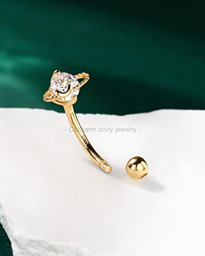 Cocharm 14K Gold Rook Earrings For Women 16G Yellow Gold Rook Piercing Gold 14K Planet Rook Jewelry 14K Solid Gold Jupiter Rook Barbell #TOP4