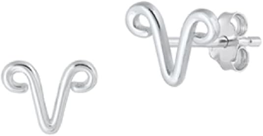 925 Sterling Silver Zodiac Sign Stud Earrings