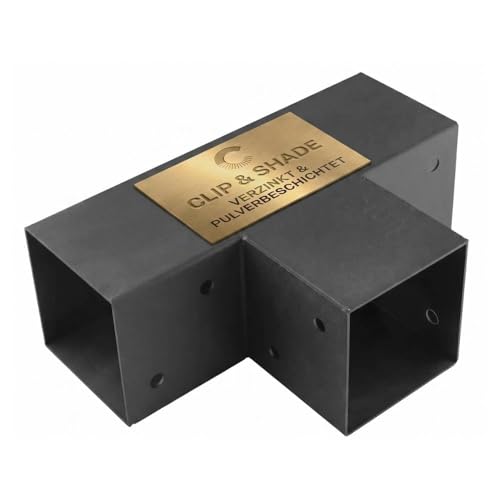 Clip'n'Shade Support de poteau 90x90 T-Connecteur d'angle à 3 voies pour poteaux en bois | Pieds de poutre 9x9 zingués et thermolaqués | Connecteur de...