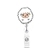 Badge Reel Retractable Cute Sheep Design ID White Acrylic Alligator Clip Fluffy Cartoon Sheep Face Adorable Style Badge Tag Accessory Suitable for Nurse Doctor Student Worker Professional Use 1 Pcs
