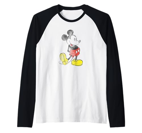 Mickey Mouse vintage effect raglan baseball tee avec motif craquelé