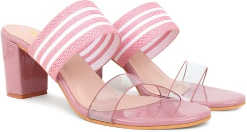 Image of Action Women's Black Suede Platform Sandals| Stiletto Heel| Clear Strap with Striped Band| Ankle Strap Design Black