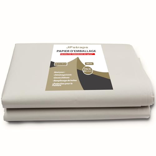 JPstraps Papier d'emballage pour déménagement Feuilles de 60 x 50 cm pour envelopper, idéal pour protéger les objets délicats, artisanat, remplir ou rembourrer des boîtes (25 pièces/60 x 50 cm)