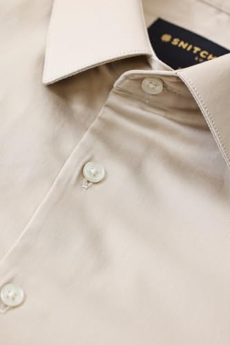 Image of SNITCH Men Formal Shirt | Slim Fit Full Sleeve Classic Collar Solid Pattern | Premium Cotton Blend & Breathable Fabric for Office