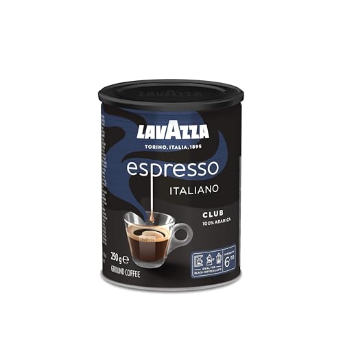Lavazza Espresso Italiano Club, Premium Arabica Ground Coffee, 250g, Can