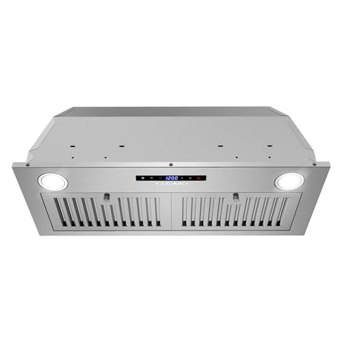 Image of 30 in. Lumin Collection 380 CFM Ducted Insert Range Hood, LED, Stainless | Cosmo COS-30IRHS Soft Touch Controls, 3 Fan Speeds, Permanent Dishwasher-Safe Baffle Filters, Backdraft Damper