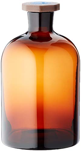 Edu-Lab 704-030 - Botella de reactivo de boca estrecha de cristal, tapón de plástico, ámbar, capacidad de 1000 ml