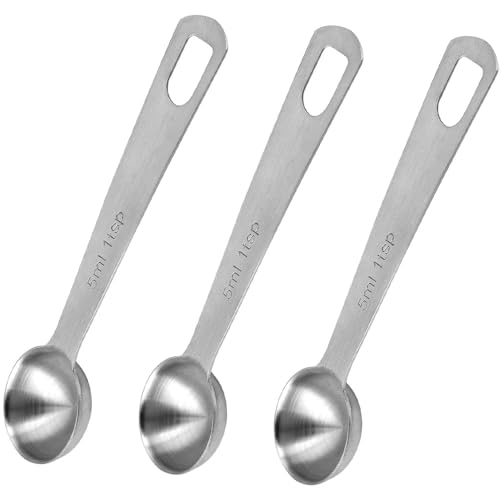 Leanockesa - 3pcs Stainless Steel Measuring Spoons Set - 1 TSP (5 ML), 1/3 Tbsp - Short Handle for Kitchen, Baking, Tea, Coffee, or Soup Ingredients | Durable Metal Teaspoon & Tablespoon - -17%