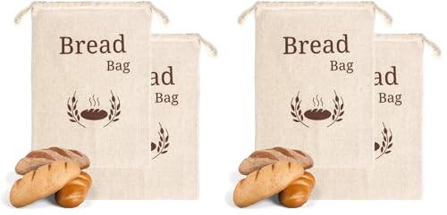 Image of Extra Large New Living Organic Linen Cotton Bread Bags | 44x35 cm | 2 x Reusable | Eco Food Storage (Pack of 2)