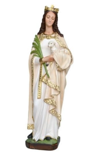 ArteSacraCaravaggio Statua di Sant' Agnese, cm 60 (23,62 inches) in resina decorata a mano di produzione artigianale italiana
