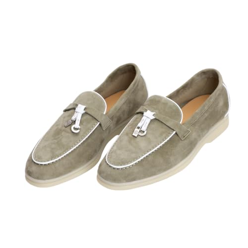 Image of XOBZJH Women's Leather Suede Loafers Flats - Slip-On Penny Loafers with Soft, Comfortable Driving & Dress Shoes for Casual Office Work All Day