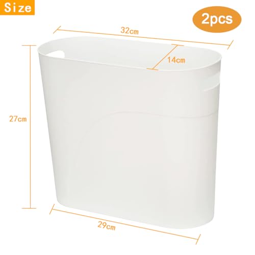 Cesta de basura pequeña de plástico de 12L cubo delgado con asa para cuarto y baño 2