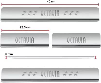 Image of Door Sill /Foot Step Stainless Steel Plates Compatible with Octavia (Set of 4 Pcs)