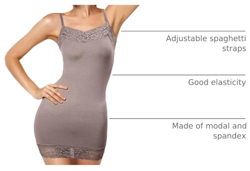 Image of Bencailor Women's Long Tank Tops, Lace Camisole Neck Cami Adjustable Spaghetti Strap Undershirts for Women