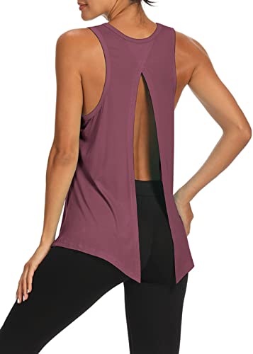 Bestisun Women's Athletic Yoga Shirt Sleeveless Workout Tank Top Dance Tennis Running Gym Top - Magenta, M #TOP2