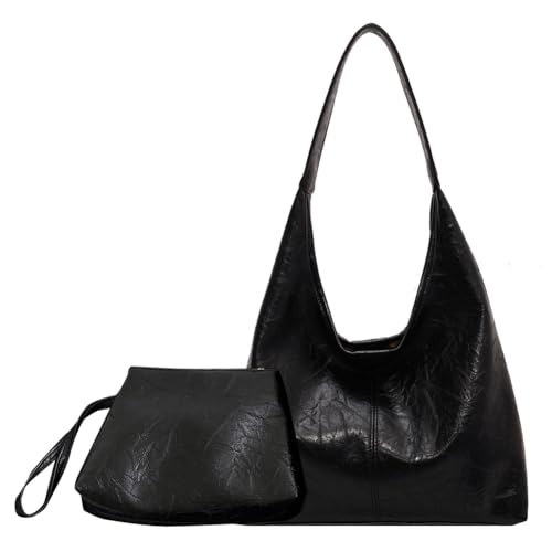 Image of Women Vintage Hobo Bag Casual PU Leather Shoulder Bag Large Capacity Retro Tote Handbag Soft Underarm Bag Daily Dat