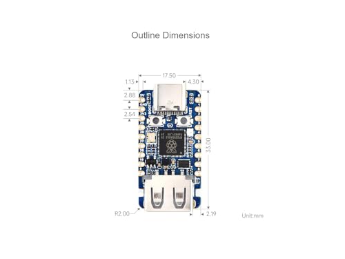 waveshare RP2350 USB Mini Development Board Based on Raspberry Pi RP2350 Dual-core & Dual-Architecture Microcontroller, 150MHz Operating Frequency, Onboard USB Ports - Thumbnail 7