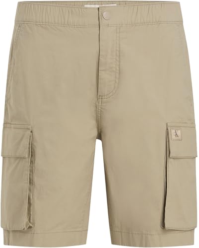 Calvin Klein Herren Cargo Shorts Washed mit Gummizug, Beige (Stone Gray), 30W – Ansicht 5