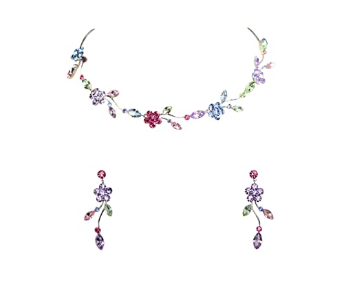 Image of Faship Gorgeous Rhinestone Crystal Floral Necklace Earrings Set