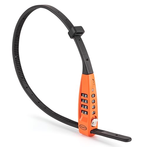 CXWXC Zip Tie Lock - 4-Digit Combo Cable Locks for Bike Motorcycle Helmet, Skateboard, Skis, Snowboard, Stroller & Cabinet - Ideal for Lightweight Security (Orange, 45CM)