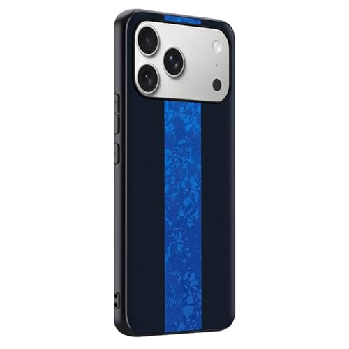 Étui en cuir iPhone 17 Pro Max bleu avec protection caméra intégrée