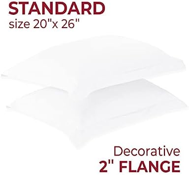 Mellanni 2 Pillow Cases + 2 Pillow Shams Bundle&Save - Bundle Includes: Pillow Cases Standard Size Set of 2 and 2 Standard Pillow Shams (Standard/Queen Size 20 x 30, White)