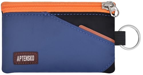 Image of RFID Blocking Travel Wallet with Adjustable Lanyard, Small Nylon Zipper Pouch and Badge Holder for ID, Credit Cards, Cash, Keys, Commuters (Navy+Black)
