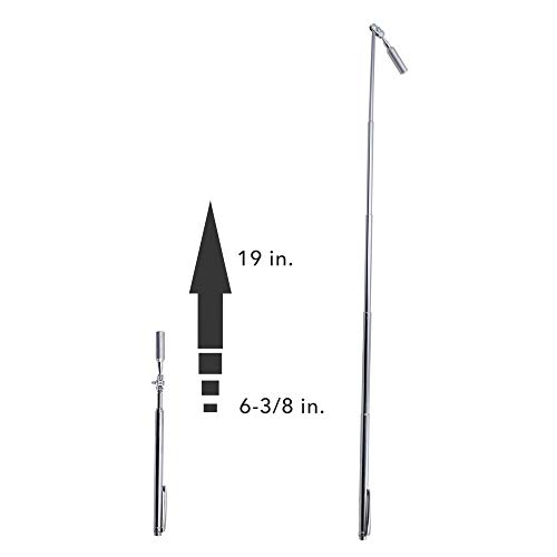 Ullman No. 4T Pocket Telescopic Magnetic Pick-Up Tool, 4-1/2" To 19" Extended Handle Length, 1.5 Lbs Capacity #TOP5