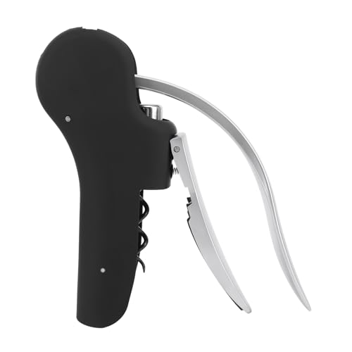 Abridor de botellas de vino Manual ergonómico Aleación de zinc Abridor de palanca vertical Quitacorchos fácil y rápido para camarero Fiesta Hogar Bar Restaurante Premium Negro