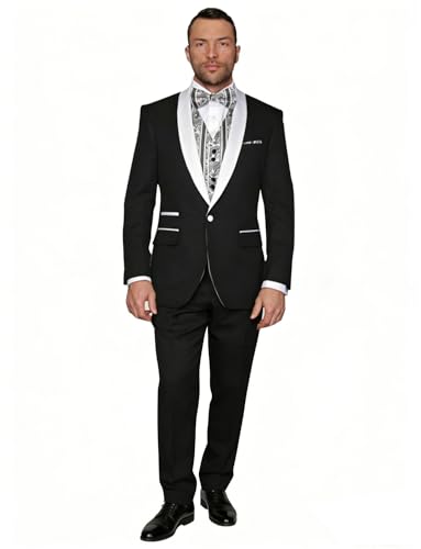 Costume pour hommes deux pièces à col châle et revers élégant pour cérémonies