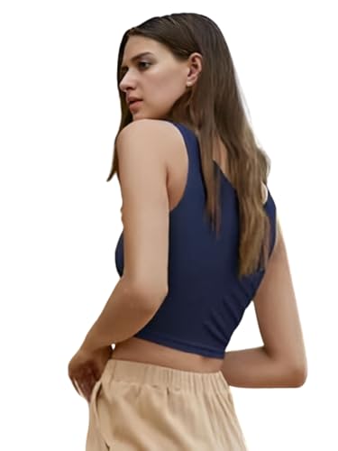 Image of Ben Martin Women's Cotton Stretchable Square Neck Sleeveless Tank Top