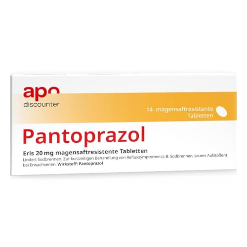apodiscounter Pantoprazol Eris 20 mg magensaftresistente Tabletten (1x 14 Stück) - Effektiv gegen Sodbrennen & Saures Aufstoßen