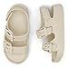 INMINPIN Toddler Boys Girls Buckle Sandals Comfort Open Toe Sandal with Adjustable Back Strap, Beige, 6 Toddler