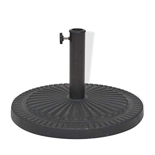 FurturHome Round Umbrella Base | Outdoor Umbrella Stand | Parasol Base for Outside Patio, Lawn, Garden | Black Resin and Steel 19.3