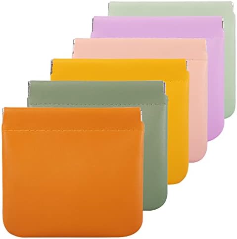 6Pcs Lambskin Pocket Cosmetic Bag Squeeze Top Waterproof Travel Makeup Bag Small Makeup Bag for Purse No Zipper Portable Mini Makeup Pouch Self-Closing Colorful Pouch for Women Girls